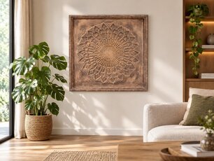 Wandpaneel met houtsnijwerk 100x100cm