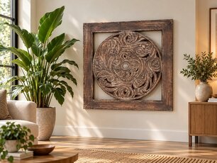 Wandpaneel met houtsnijwerk 100x100cm EA2621-16
