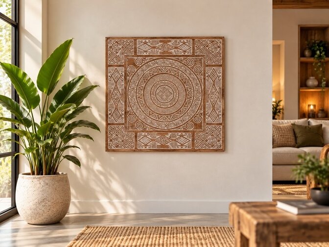 Wandpaneel met houtsnijwerk 105x105cm EA2600-12