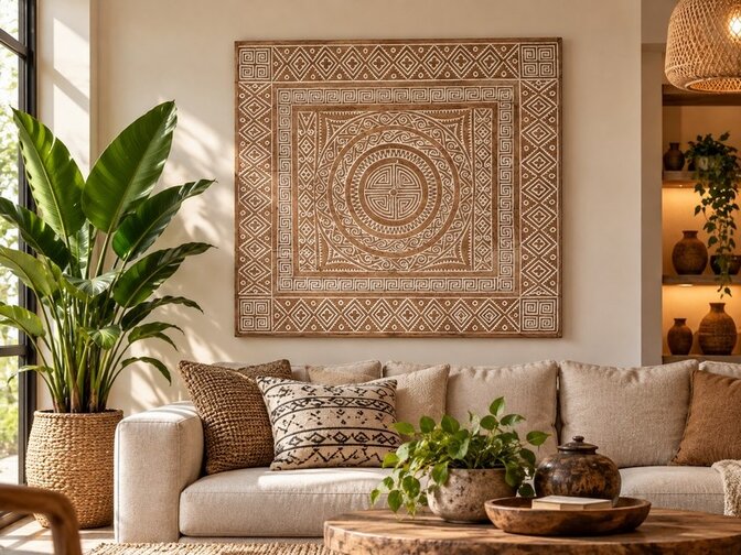 Wandpaneel met houtsnijwerk 123x114cm EA2600-11