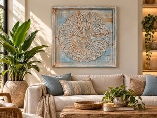 Muurdecoratie met houtsnijwerk 100x100cm - EA2612-05