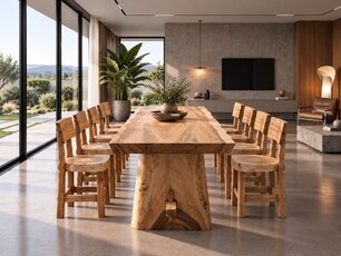 Robuuste boomstamtafel 280cm