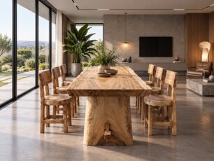 Robuuste boomstamtafel 250cm