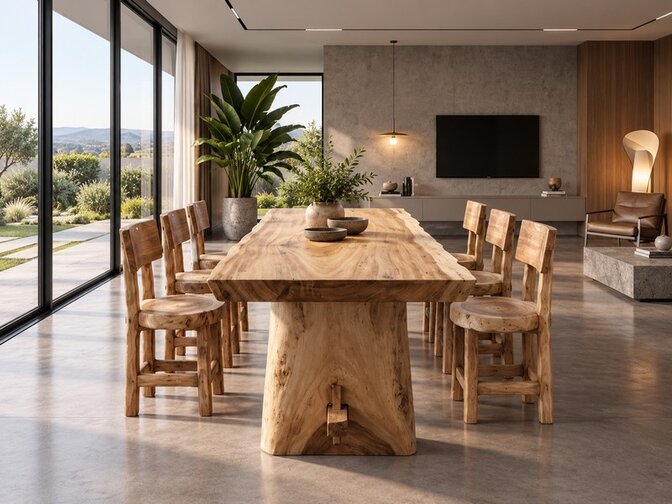 Robuuste boomstamtafel 250cm