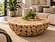 Ronde salontafel van teakhout – Boomstammen – Ø 90 x 35cm