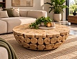 Ronde salontafel van teakhout – Boomstammen – Ø 90 x 35cm
