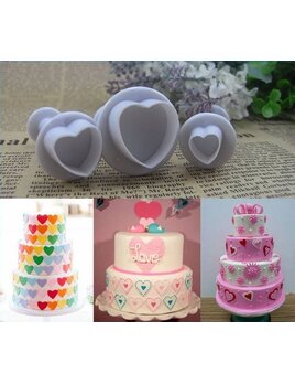 Uitsteekvormen, Hart, set 3 stuks 1 cm, 1,5 cm, 2 cm