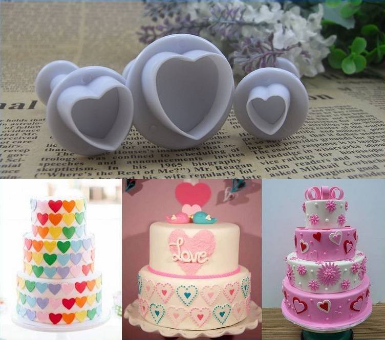 Uitsteekvormen, Hart, set 3 stuks 1 cm, 1,5 cm, 2 cm