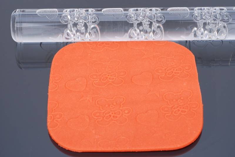 Structuur rolstok, beren / hartjes, 32cm