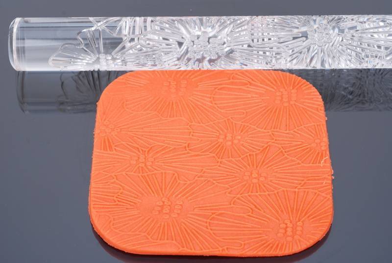 Structuur rolstok, bloemenpret, 32cm