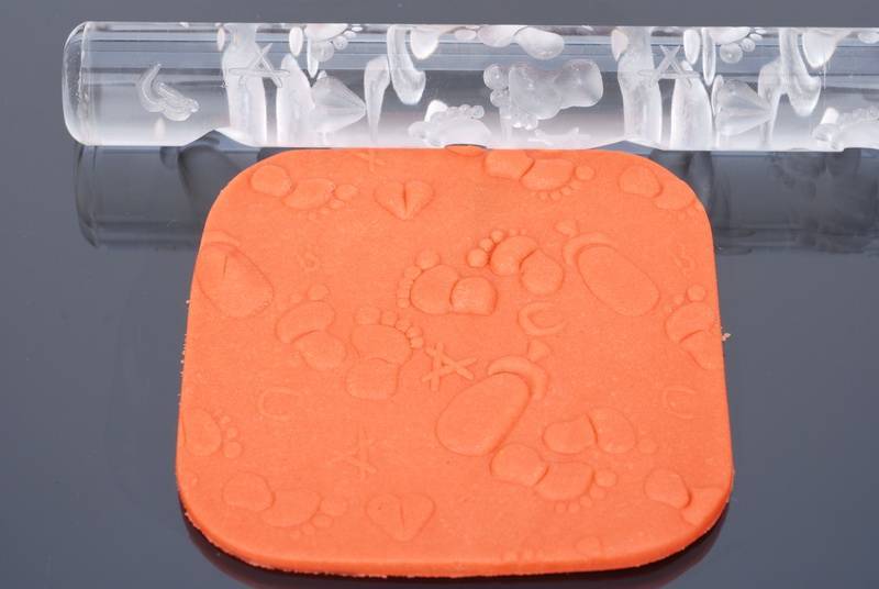 Structuur rolstok, babyvoet / flesje 3D, 32cm