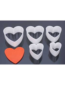 Uitsteker, hartvorm, set 5 stuks, 5 cm, 6 cm, 7 cm, 8 cm, 9 cm