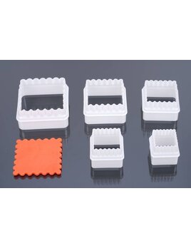 Uitsteker, Glad en Geribbeld vierkant, set 5 stuks