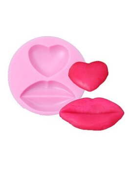 Siliconen Mal - Harten en kusjes 6cm