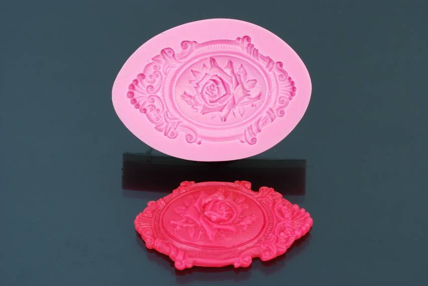 Siliconen Mal - Roos in foto frame 7cm