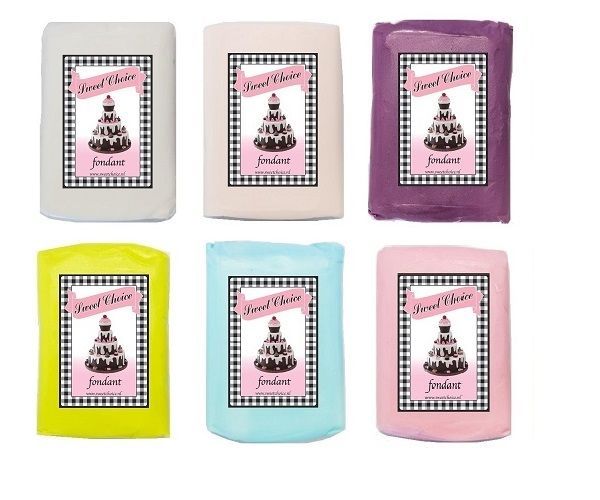 Fondant - Wit, Huidskleur, Paars, Lime groen, Pastel blauw en Pastel roze 6x 250g