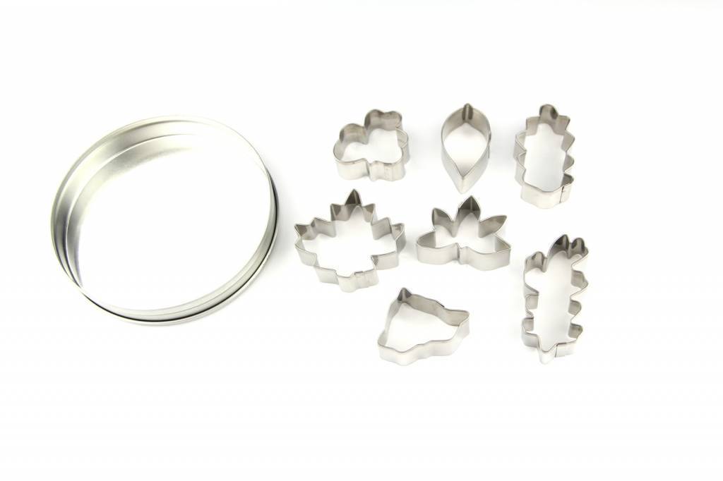 Uitstekerset bloemmotieven in blik