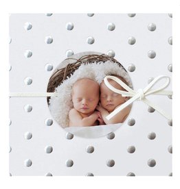 Belarto Hello World Geboortekaartje - Zilveren stippen - tweeling