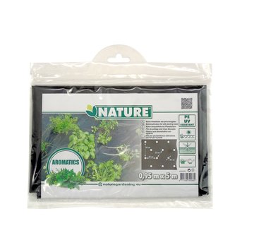 Nature Schwarz Mulchfolie mit 100x Ø6cm Pflanzlöchern 0.95mx5m