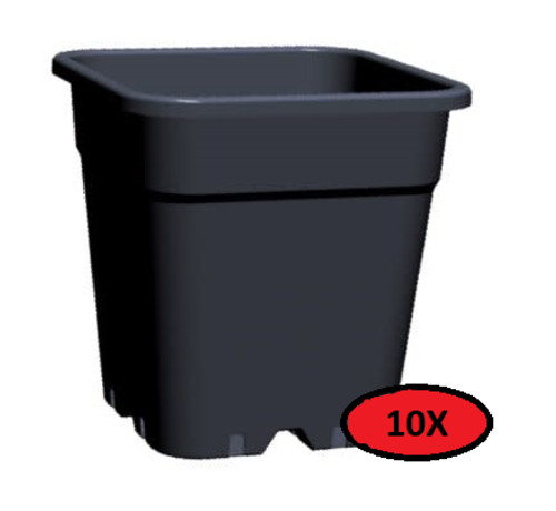 Fertraso 10x Anzuchttopf Viereckig 25 Liter 33x33 cm Schwarz