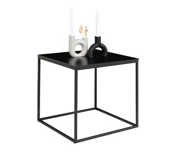 Vita Sidetable - Beistelltisch mit schwarzem Gestell und schwarzer Platte 45x45x45 cm