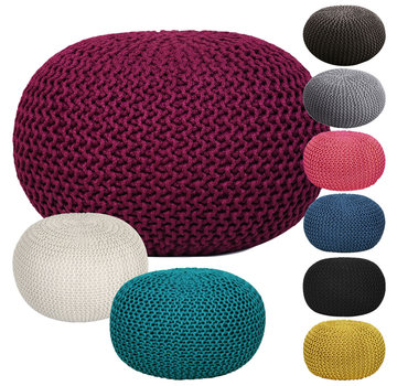 MVG Voglrieder Sitzpouf Pouf Strickhocker Strickpuff Ø 55cm PREMIUM Innen Terrasse Pool Garten nachhaltig