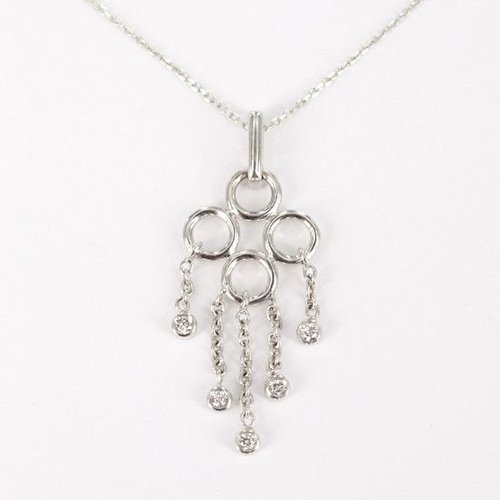 Occasion 18 k witgouden collier met Briljant hanger Occasion 18 k witgouden collier met Briljant hanger