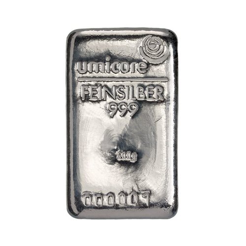 Silver bar Umicore 500 gram Silver bar Umicore 500 gram