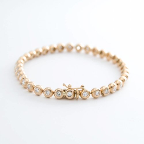 18 krt. geelgouden armband met briljant geslepen diamanten 18 krt. geelgouden armband met briljant geslepen diamanten