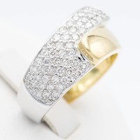 18 krt. bicolour ring with diamond stones