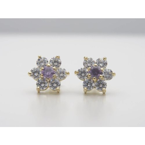 14 krt. yellow gold ear studs with zirconia stones 14 krt. yellow gold ear studs with zirconia stones
