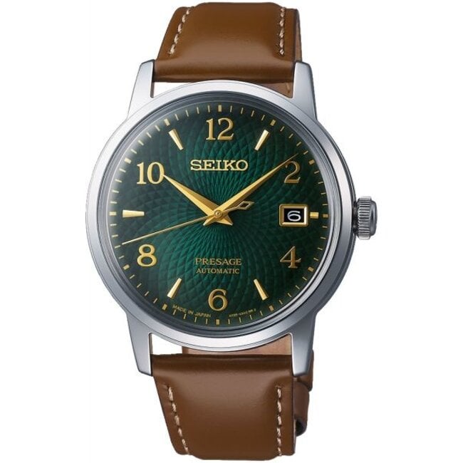 Seiko SEIKO PRESAGE SRP45J1 GREEN DIAL LEATHER STRAP