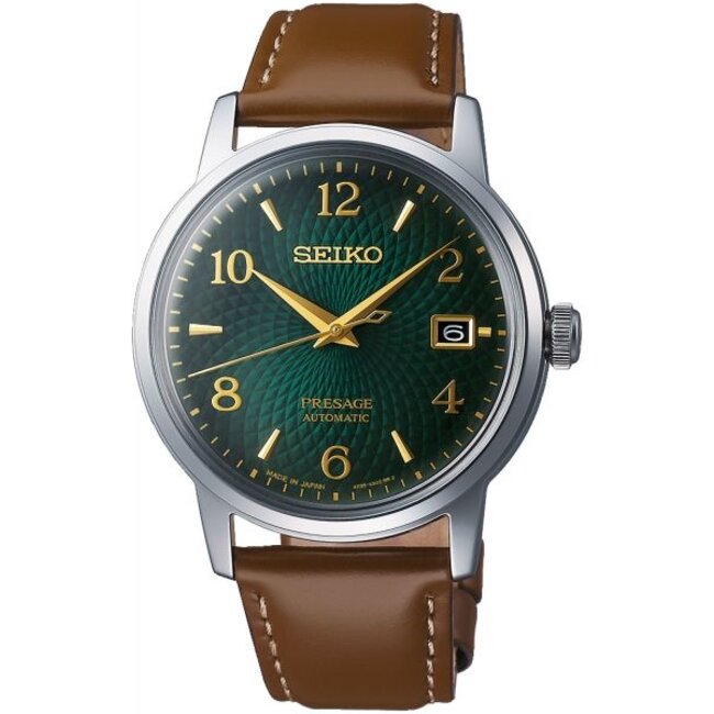 Seiko SEIKO PRESAGE SRP45J1 GROENE WIJZERPLAAT LEER BAND