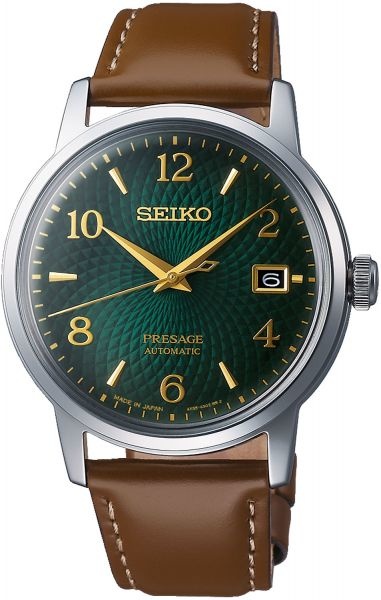 Seiko SEIKO PRESAGE SRP45J1 GREEN DIAL LEATHER STRAP