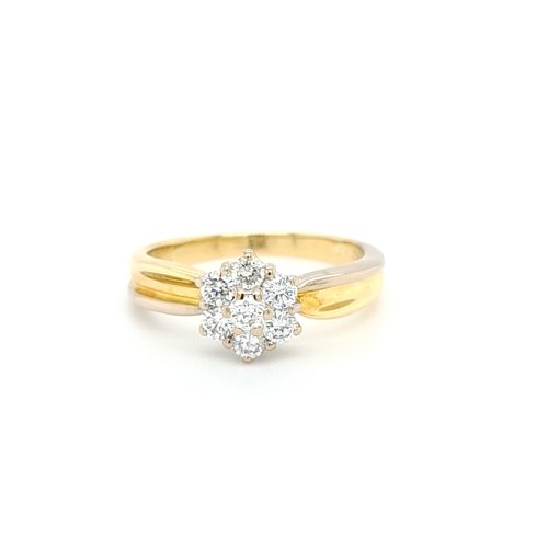 Occasion 18 karaat geel gouden ring met 5 briljanten Occasion 18 karaat geel gouden ring met 5 briljanten