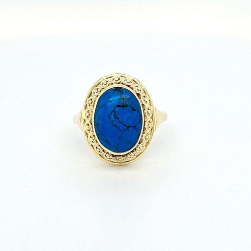 Occasion 14 karaat geel goud ring met Turquise 3.1 gram Occasion 14 karaat geel goud ring met Turquise 3.1 gram