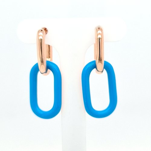 Nieuw zilver rosé goud oorhanger blauw4 kant Nieuw zilver rosé goud oorhanger blauw4 kant