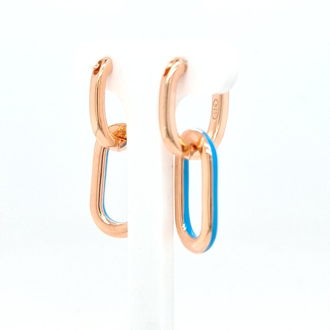 Nieuw  oorhanger blauw4 kant