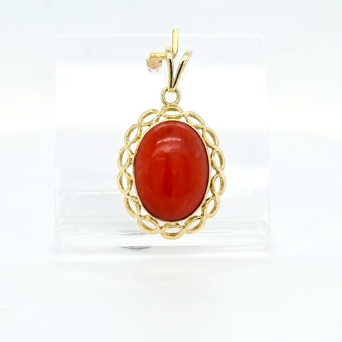 Occasion 14 karaat geel gouden bloedkoraal 2 gram Occasion 14 karaat geel gouden bloedkoraal 2 gram