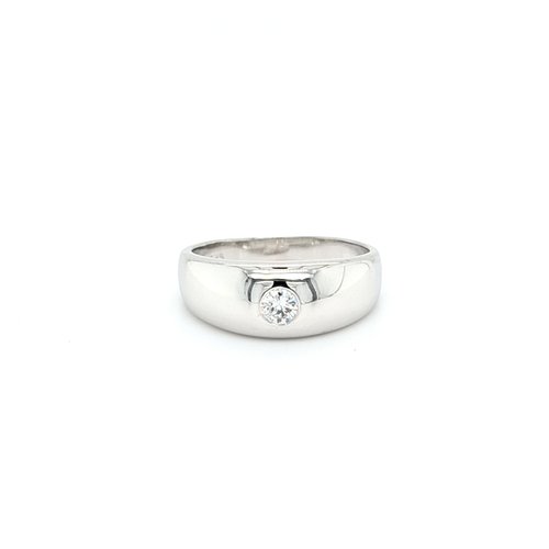 Occasion 14 karaat wit gouden ring 0.15 krt briljant 4.8 gram maat 17,5 Occasion 14 karaat wit gouden ring 0.15 krt briljant 4.8 gram maat 17,5