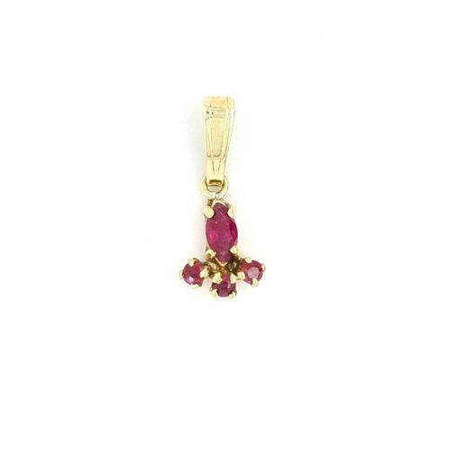 Occasion 14 karaat geel gouden hanger robijn 0.7 gram Occasion 14 karaat geel gouden hanger robijn 0.7 gram