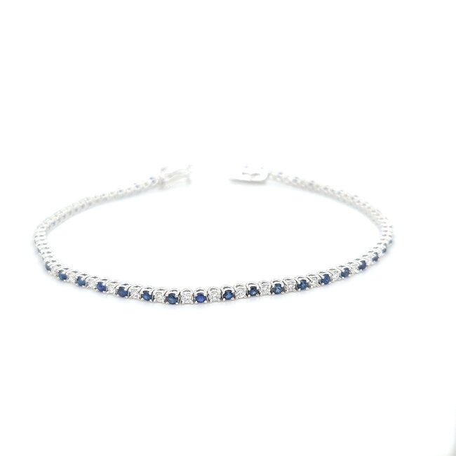 ROS  Jewel Design 18 krt. white gold bracelet with sapphire brilliant-cut diamond