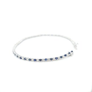 ROS  Jewel Design 18 krt. witgouden armband gezet met saffieren en  briljanten