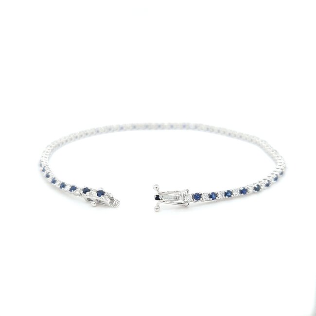 ROS  Jewel Design 18 krt. white gold bracelet with sapphire brilliant-cut diamond