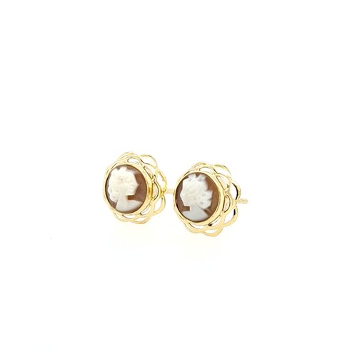 Occasion 14 karaat geel gouden Camee oorknoppen Occasion 14 karaat geel gouden Camee oorknoppen