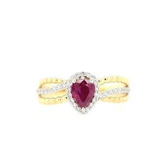 ROS  Jewel Design 18 k bicolor gouden ring met robijn en  briljanten