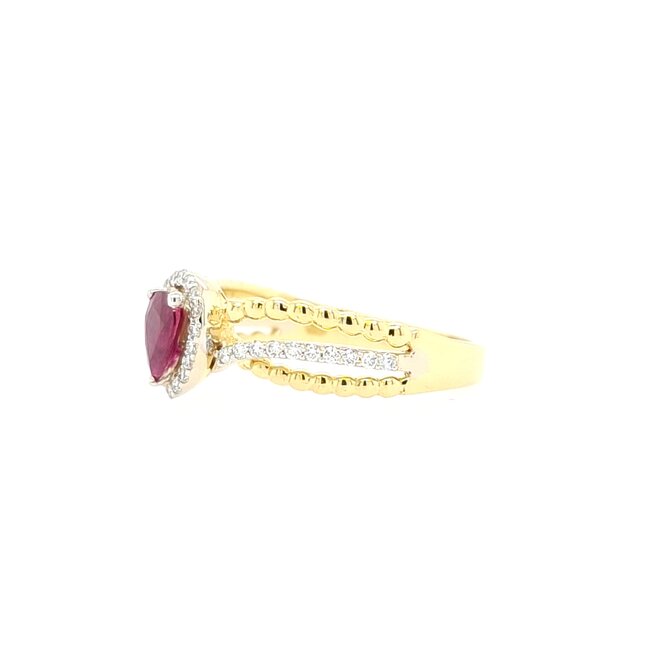 ROS  Jewel Design 18 k bicolor gouden ring met robijn en briljanten