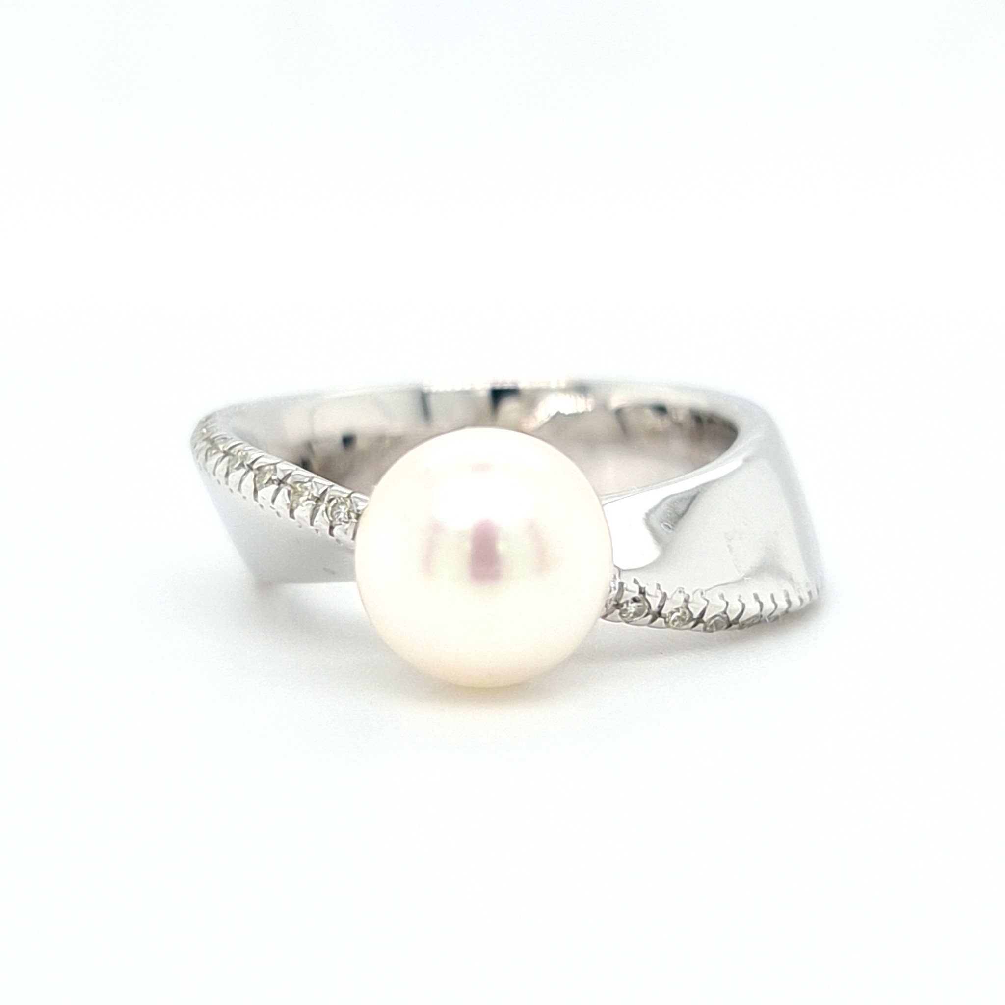 18 Karaat wit goud ring parel/ briljant NHD. Inkoop & verkoop goud