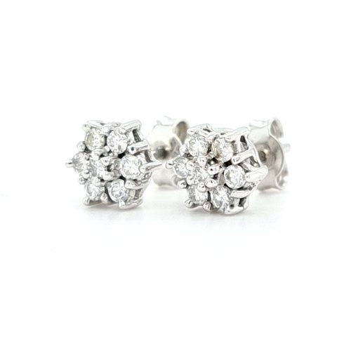 14 krt. witgouden oorknoppen met briljant geslepen diamanten 14 krt. witgouden oorknoppen met briljant geslepen diamanten