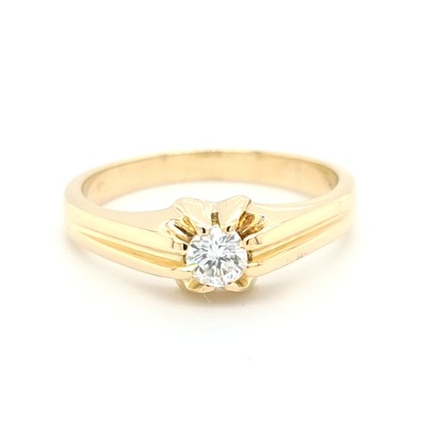 14 krt. yellow gold tiffany ring with brilliant 14 krt. yellow gold tiffany ring with brilliant